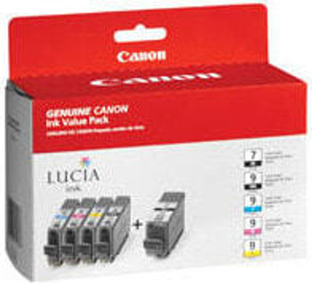 Canon PGI-9 MBK/PC/PM/R/G Подлинный Зеленый, Матовый черный, Фотографический голубой, Фотографическая маджента, Красный Мультипак 5 шт 1033B013