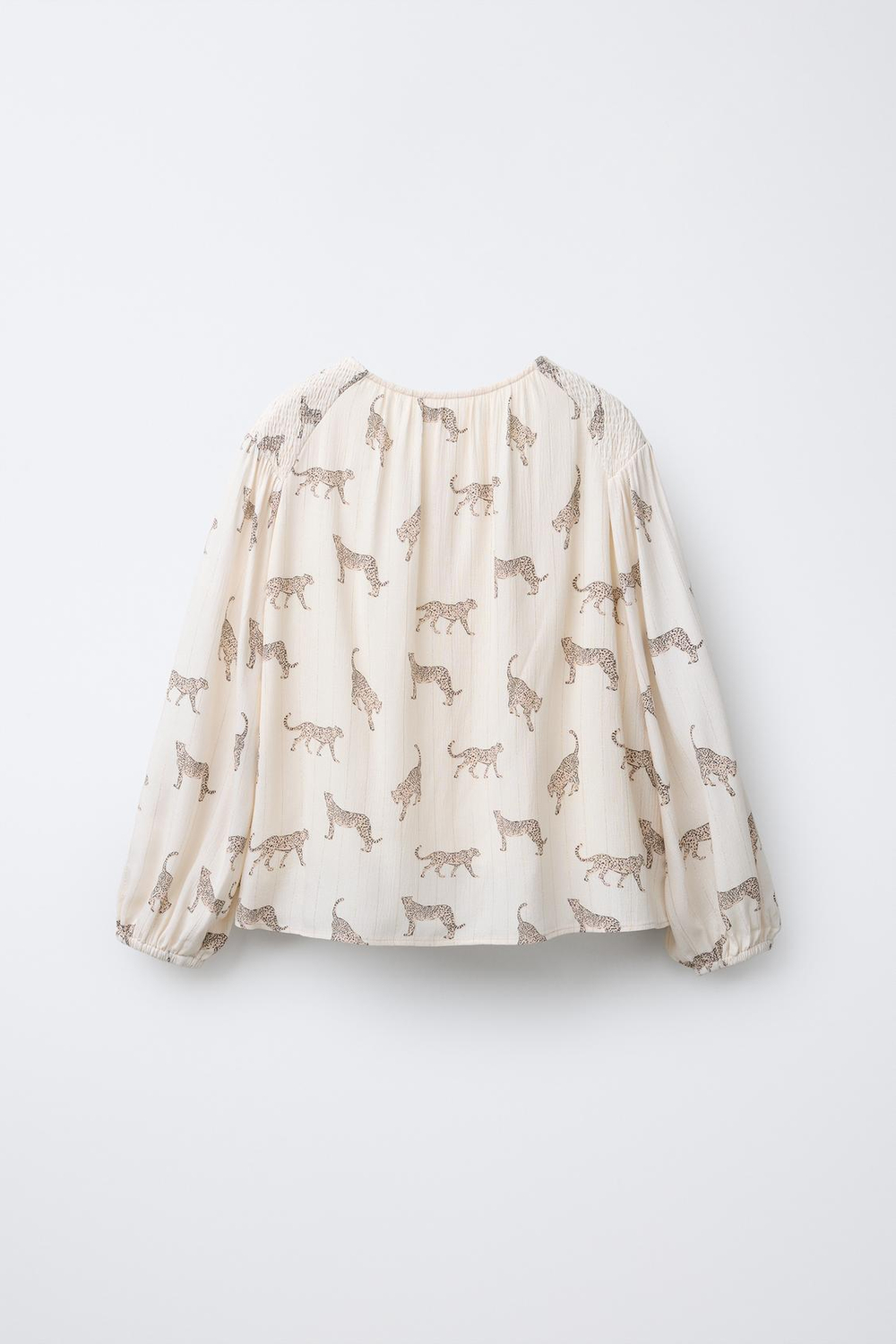 ZARA РУБАШКА С ЛЕОПАРДОВЫМ ПРИНТОМ, ЭКРЮ