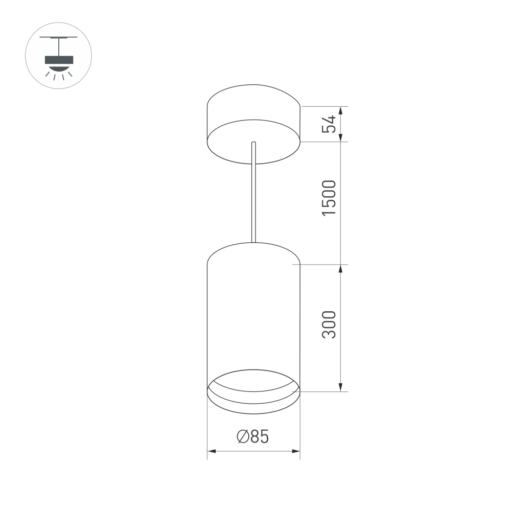 Светильник SP-POLO-HANG-LONG300-R85-15W Warm3000 (WH-WH, 40 deg) (Arlight, IP20 Металл, 3 года) 027414