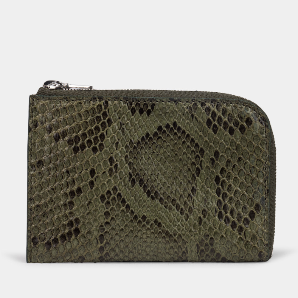 Мини-кошелек Aven из кожи питона зеленого цвета