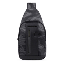 Рюкзак слинг мужской Piquadro Brief2 Special CA4536BR2S/GRN серый/черный нейлон/натур.кожа