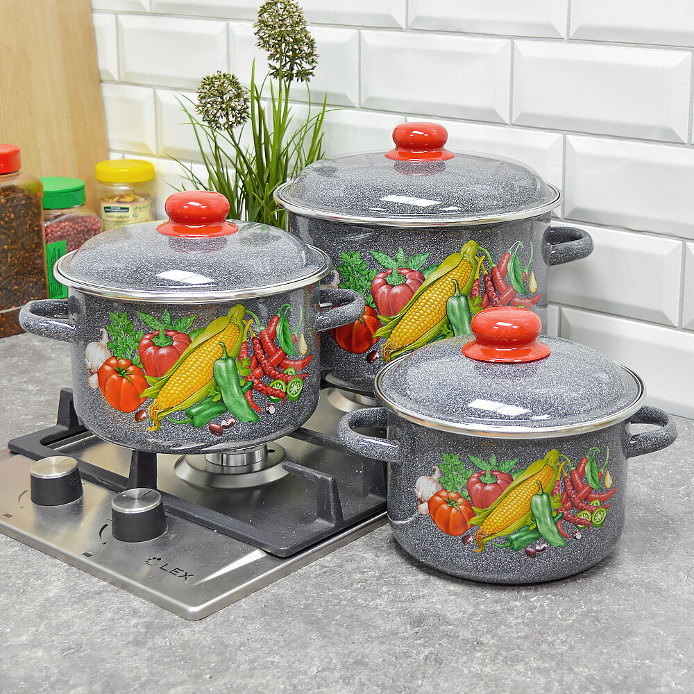 Набор кастрюль "Кукуруза" №19 чёрный