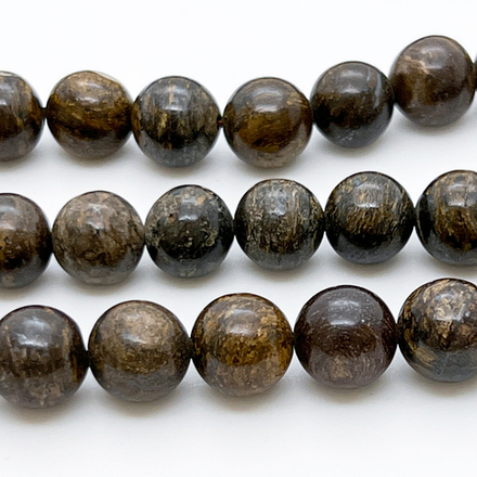 Бронзит бусины, диаметр 10,2-10,4 мм, цена за 9 шт (1/4 нити)