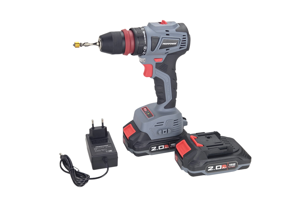 Аккумуляторный бесщеточный шуруповерт со сьемным патроном PROFIPOWER MKBL-18BM (18В, Li-ion-2шт, 2.0Ач, 45нм, З/У, 0,8-10мм, в кейсе)