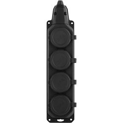 Колодка ЭРА K-4e-B-IP44 каучуковая с заземлением 4 розетки 16A IP44 черная | Колодки