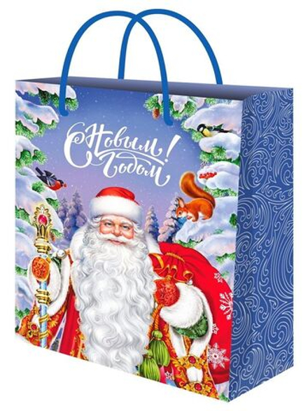 Пакет подар. бум. новогодн. 26*32*13см, 190 гр/м "Борода из ваты"