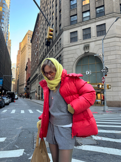 Пуховик Рокет миди красный