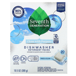 Seventh Generation, моющие средства для посудомоечных машин, Free и Clear, 20 шт., 300 г (10,5 унции)