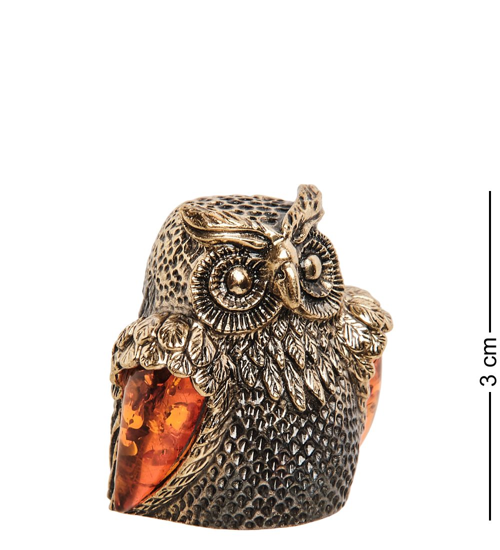 AM-2055 Наперсток «Сова Сипуха» (латунь, янтарь)