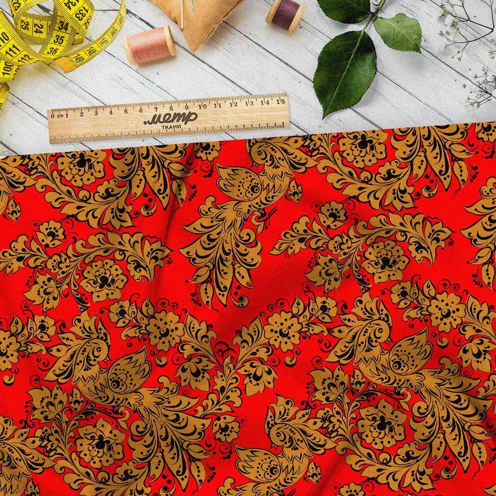 Ткань мембрана народная роспись хохлома