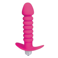 Розовая анальная вибровтулка-елочка 11,5см с ограничителем Bior Toys Sweet Toys ST-40170-16