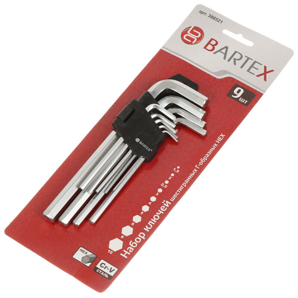 Ключ шестигран, 9 пр, Bartex, Г-образный, HEX, AI-2904001, шт