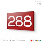 Номер на дверь 288, табличка на дверь для офиса, квартиры, кабинета, аудитории, склада, красная 120х70 мм, Айдентика Технолоджи