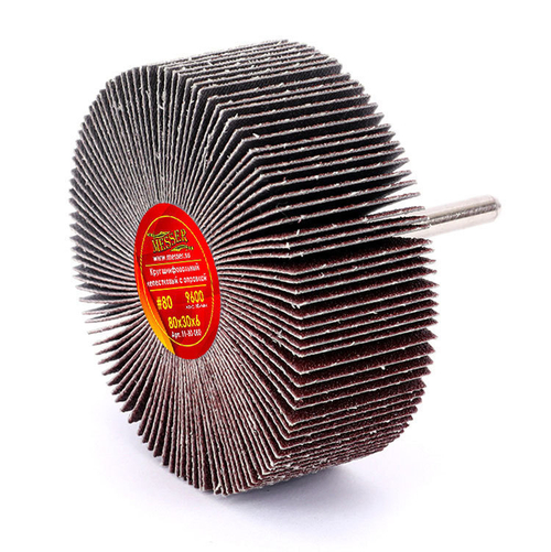 Круг MESSER шлифовальный лепестковый с оправкой (на шпильке) 80х30х6 #80