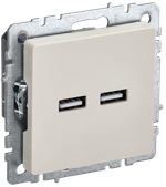 BRITE Розетка USB A+A 5В 3,1А РЮ10-1-БрКр бежевый IEK
