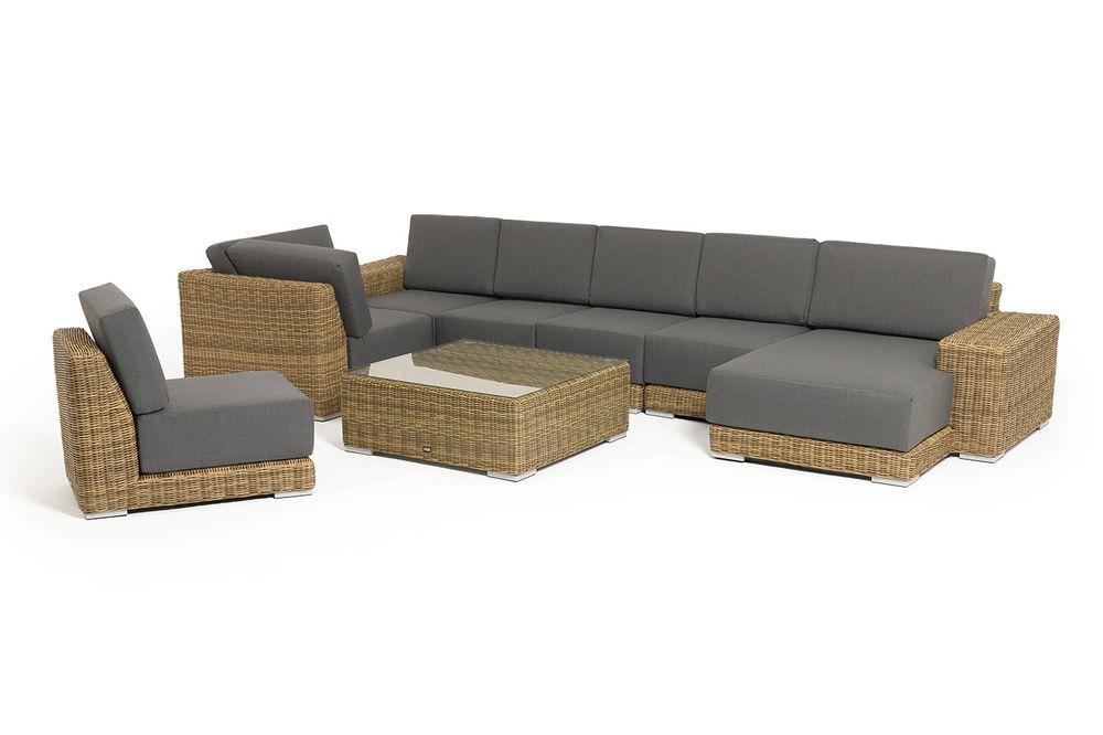 "Капри" трансформирующаяся лаунж-зона из искусственного ротанга, цвет соломенный