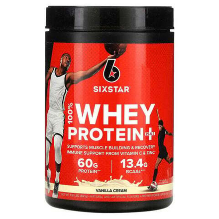 Сывороточный протеин SIXSTAR, 100% Whey Protein Plus, сывороточный протеин, со вкусом ванильного крема, 821 г (1,81 фунта)