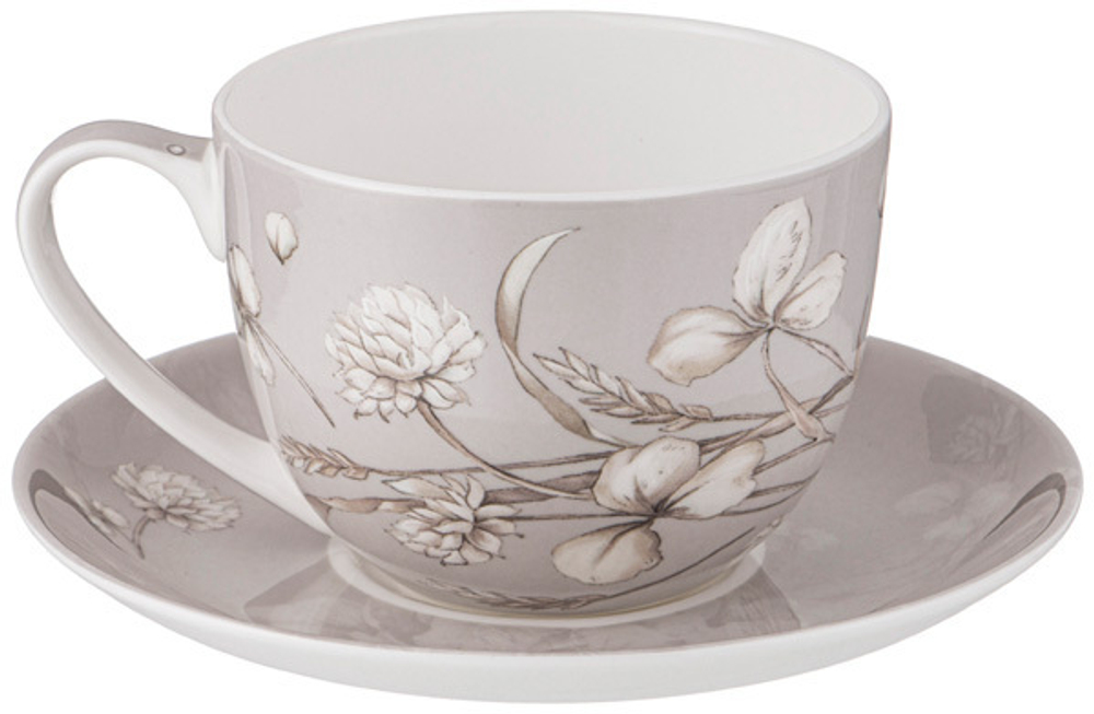 Пара чайная Lefard White flower 330мл фарфор,серый