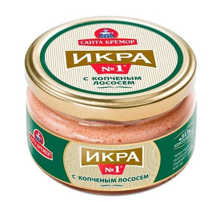Икра деликатесная с копченым лососем 180г. Санта Бремор