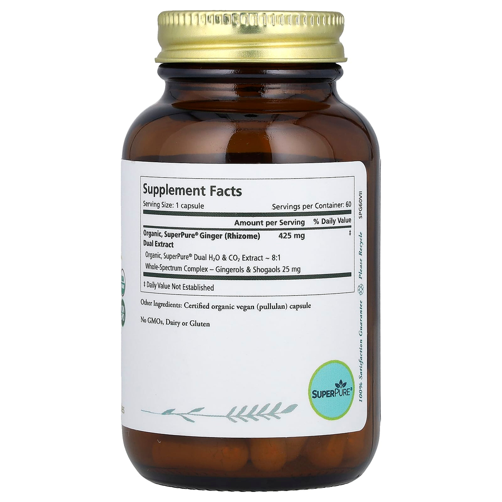 Pure Synergy, SuperPure, имбирь, органический экстракт, 60 капсул