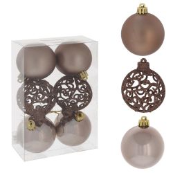 GAEM Набор из 6шт Украшение новогоднее Шар "Вензель шоколадный", D6 см, L6 W6 H7 см