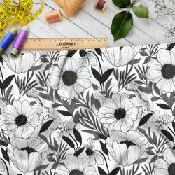 Ткань Ниагара Софт черно-белый цветник