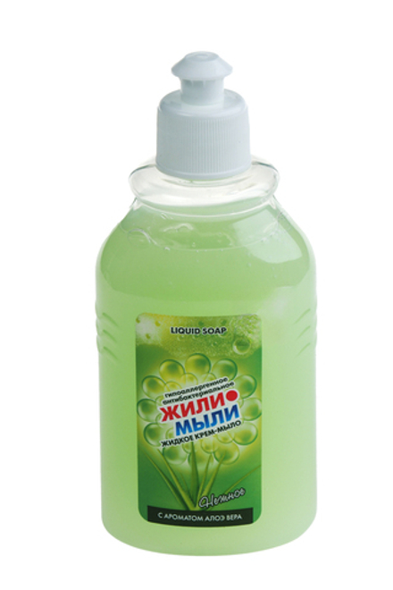 Крем-мыло жидкое Жили-мыли антибактериальное с ароматом Алое Вера в пластиковой бутылке 300мл пуш-пул ООО"Жили-мыли"