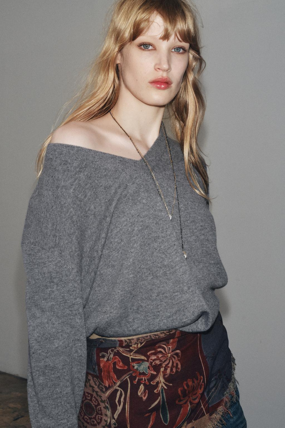 ZARA ТРИКОТАЖНЫЙ СВИТЕР ОВЕРСАЙЗ ИЗ 100% ШЕРСТИ, МЯГКИЙ СЕРЫЙ