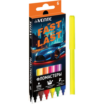 Фломастеры   6цв "deVENTE. Fast Or Last", вентил.колпачок, картон
