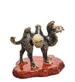 Народные промыслы AM-2823 Фигурка «Верблюд с поклажей» (латунь, янтарь)