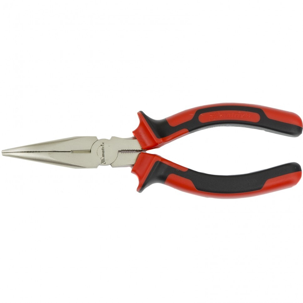 Длинногубцы изогнутые Nickel, 160 мм, никелированные, двухкомпонентные рукоятки Matrix