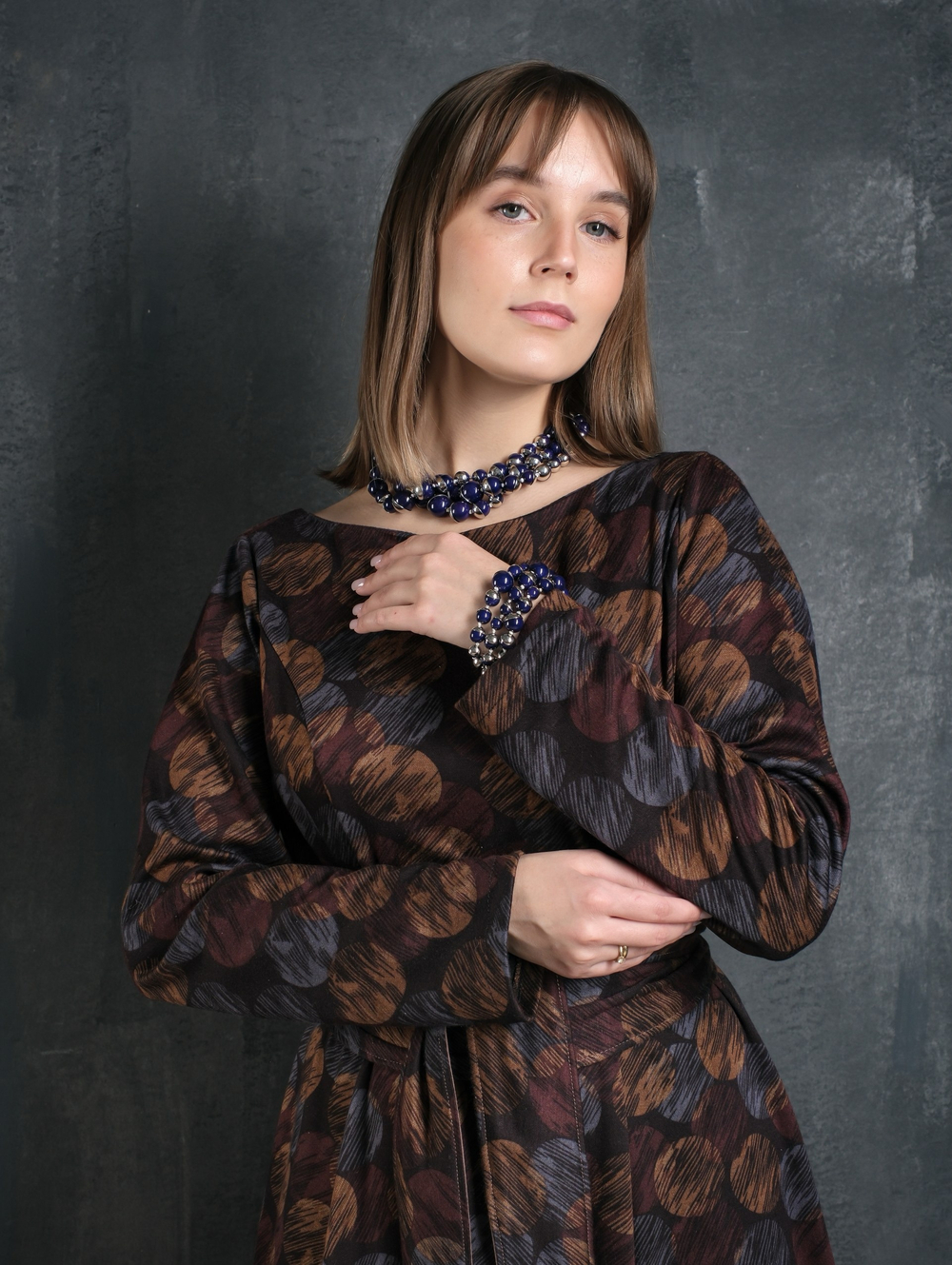 Платье с кушаком /янтарь