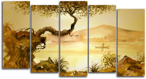 Модульная картина "Китайский рыбак"