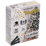 Гирлянда для дома 3,5м 36 ламп LED зелёный пров.,8 реж, IP-20, Белый