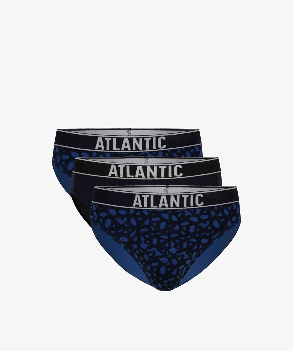 Мужские трусы слипы спорт Atlantic, набор 3 шт., хлопок, голубые + темно-синие, 3MP-151