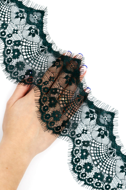 Узкое кружево шантильи тёмно-синее неэластичное 11 см