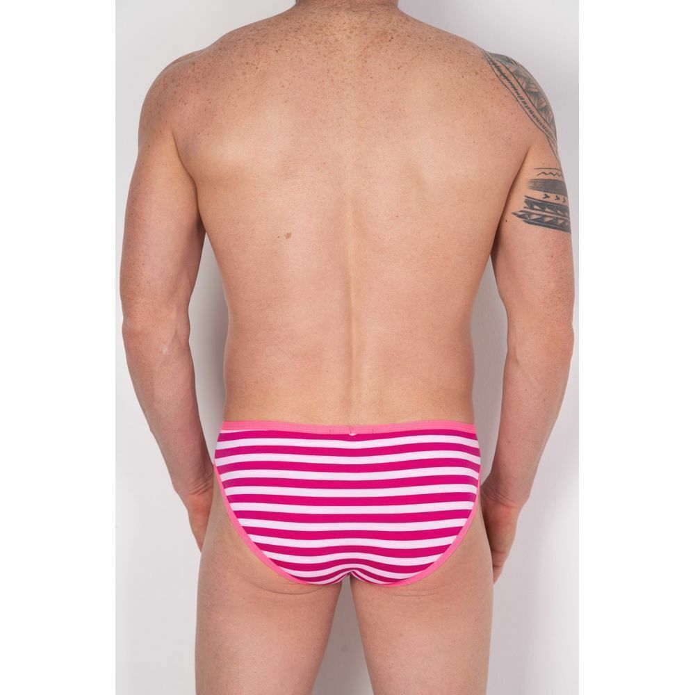 Мужские трусы слипы белые в розовую полоску Cosmos Colors FC40_PW