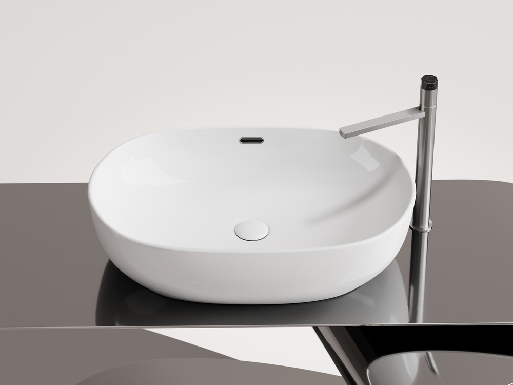 Умывальник чаша накладная овальная со сливом переливом Element 610x420x155мм