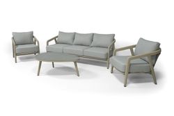 "Брюссель" лаунж-зона из искусственного ротанга на 5 персон, цвет серый, каркас под дерево (холодно-бежевый)