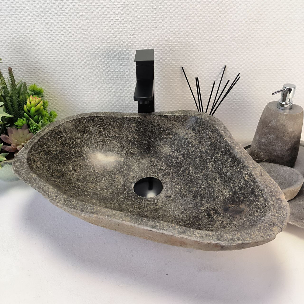 Каменная раковина из речного камня RS-63521 (48*42*15) 0122