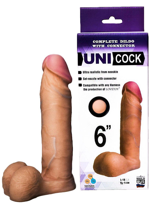 Насадка для страпона фаллической формы UNICOCK 6" - 18 см.