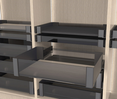 Полка внутренняя выдвижная 450 мм, Конеро, H 168, без дна, передней и задней стенок, 1 шт, цвет ЧЕРН