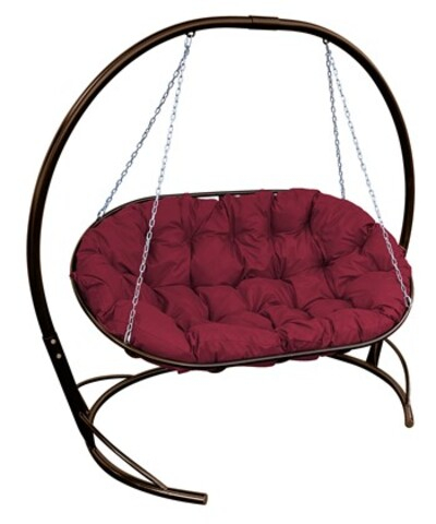 Подвесной диван Мамасан с стойкой, (коричневое/бордовая подушка)