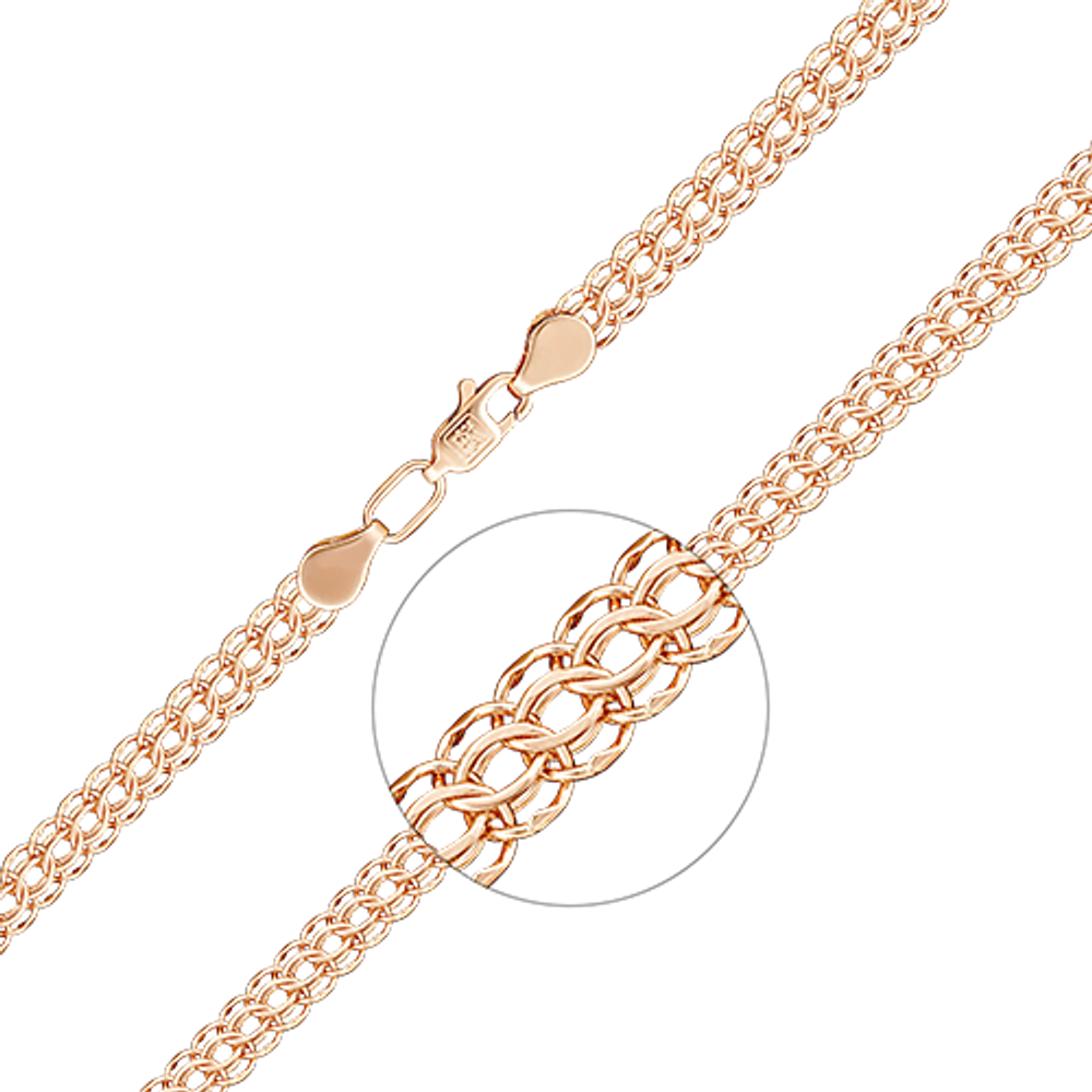 Браслет из красного золота с алмазной гранью (плетение «Питон»)