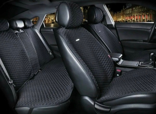 Накидки сидений ПОЛНЫЙ CarFashion (кт) -«ATLAS PLUS» 27343 -Шелк иск черный/черный/серый
