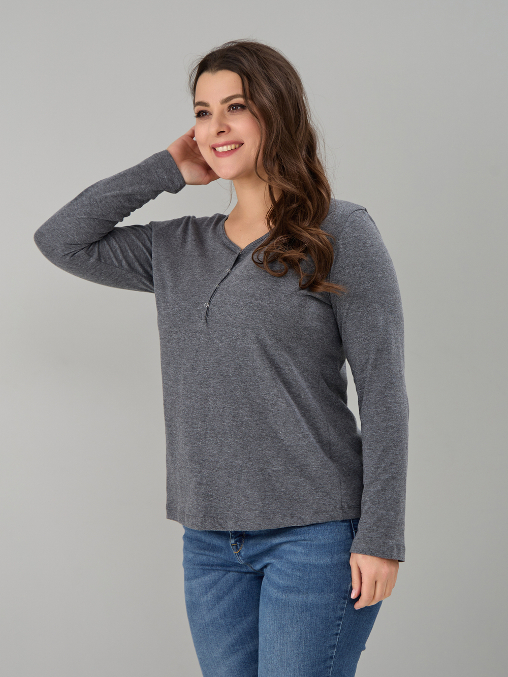 Лонгслив Л-004/темносерый-меланж