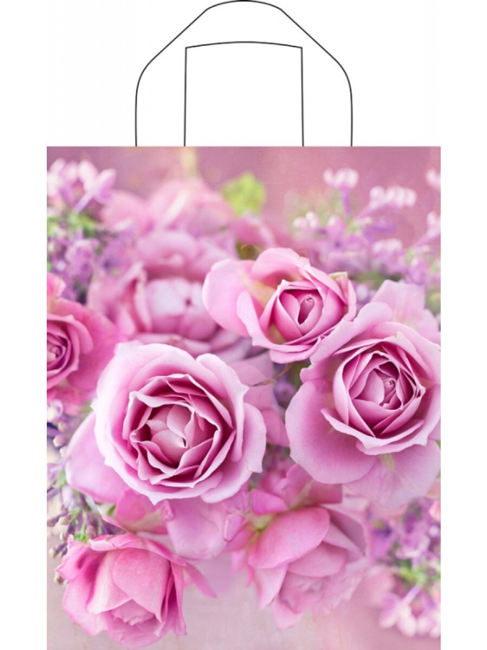 Пакет 35*28см (55мк) с петлевой ручкой "Нежные розы" Глянец ПВД