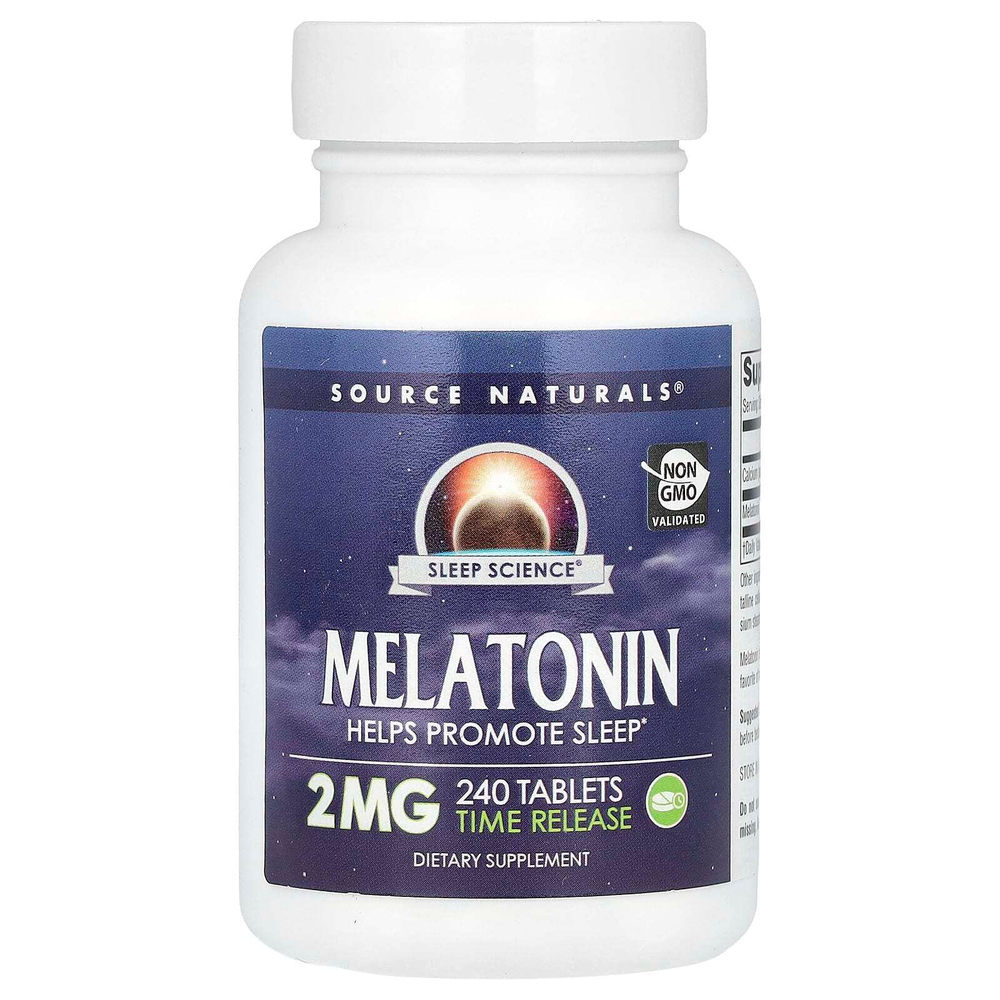 Source Naturals, Мелатонин с замедленным высвобождением, 2 мг, 240 таблеток