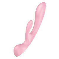 Розовый двусторонний вибратор-кролик 13см Satisfyer Triple Oh