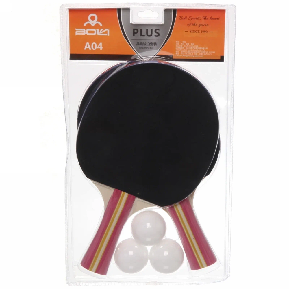 Набор для игры в настольный теннис Plus A04: ракетка 2 шт., шарик 3 шт.